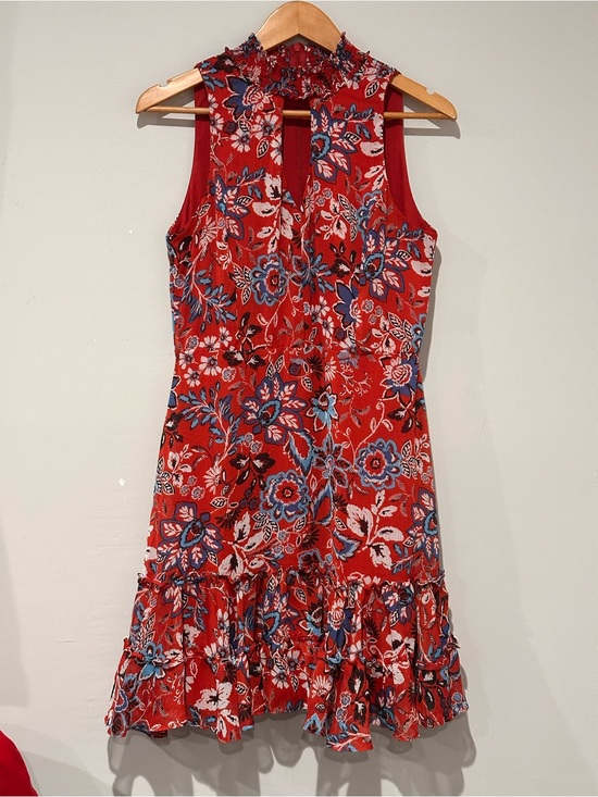 C Est. 1946 Dresses & Skirts - Red Floral Sleeveless Mini Dress with Ruffle Hem